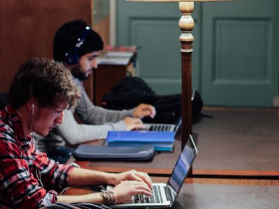 Students working on laptops