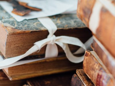 Bundle of books in ribbon