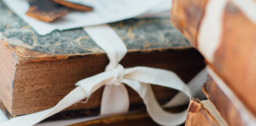 Bundle of books in ribbon