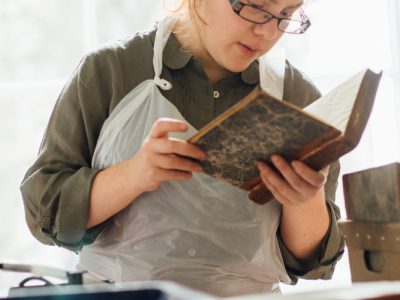 Volunteer reading book